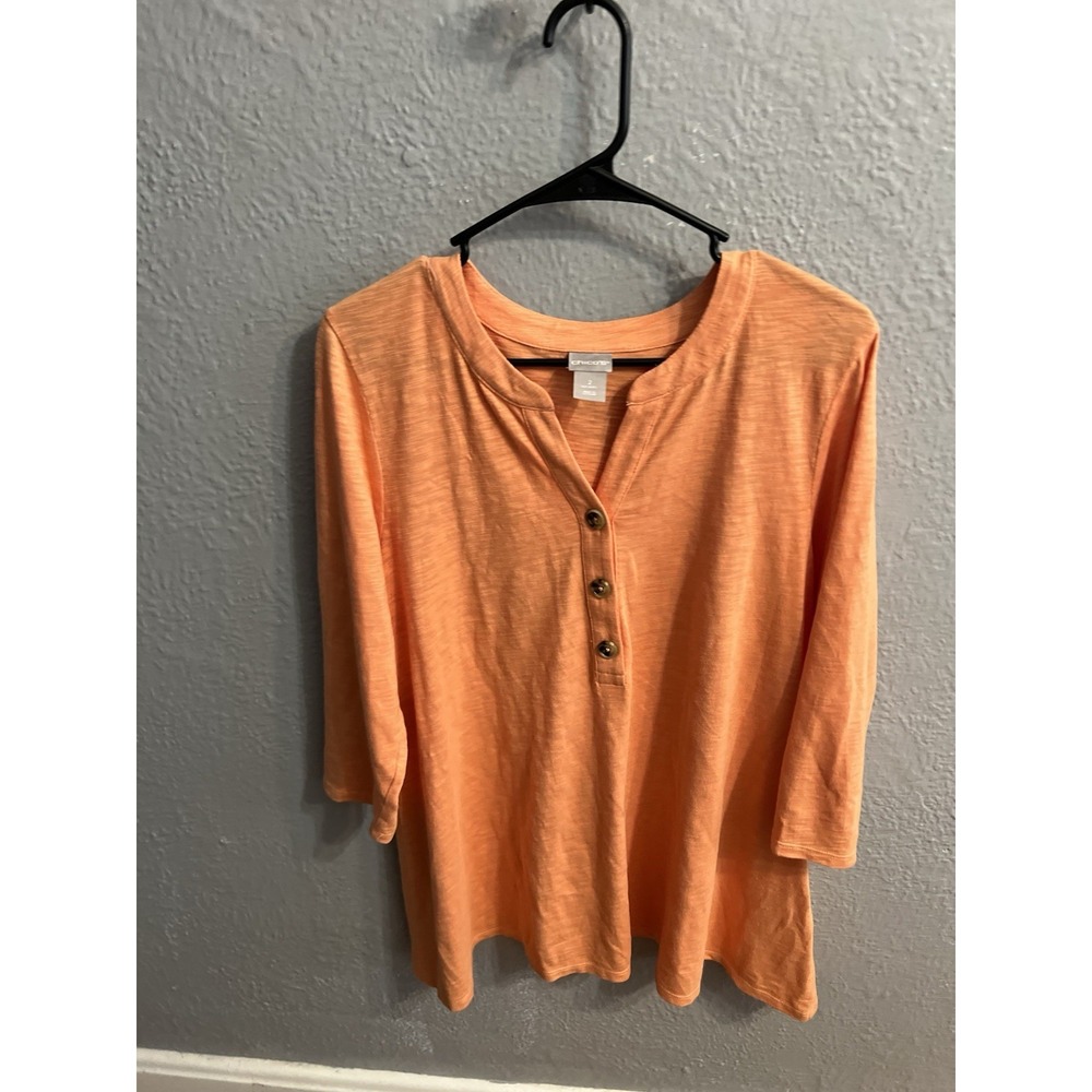 Women's Chicos Pull over Orange Size 2 3/4 Sleeve